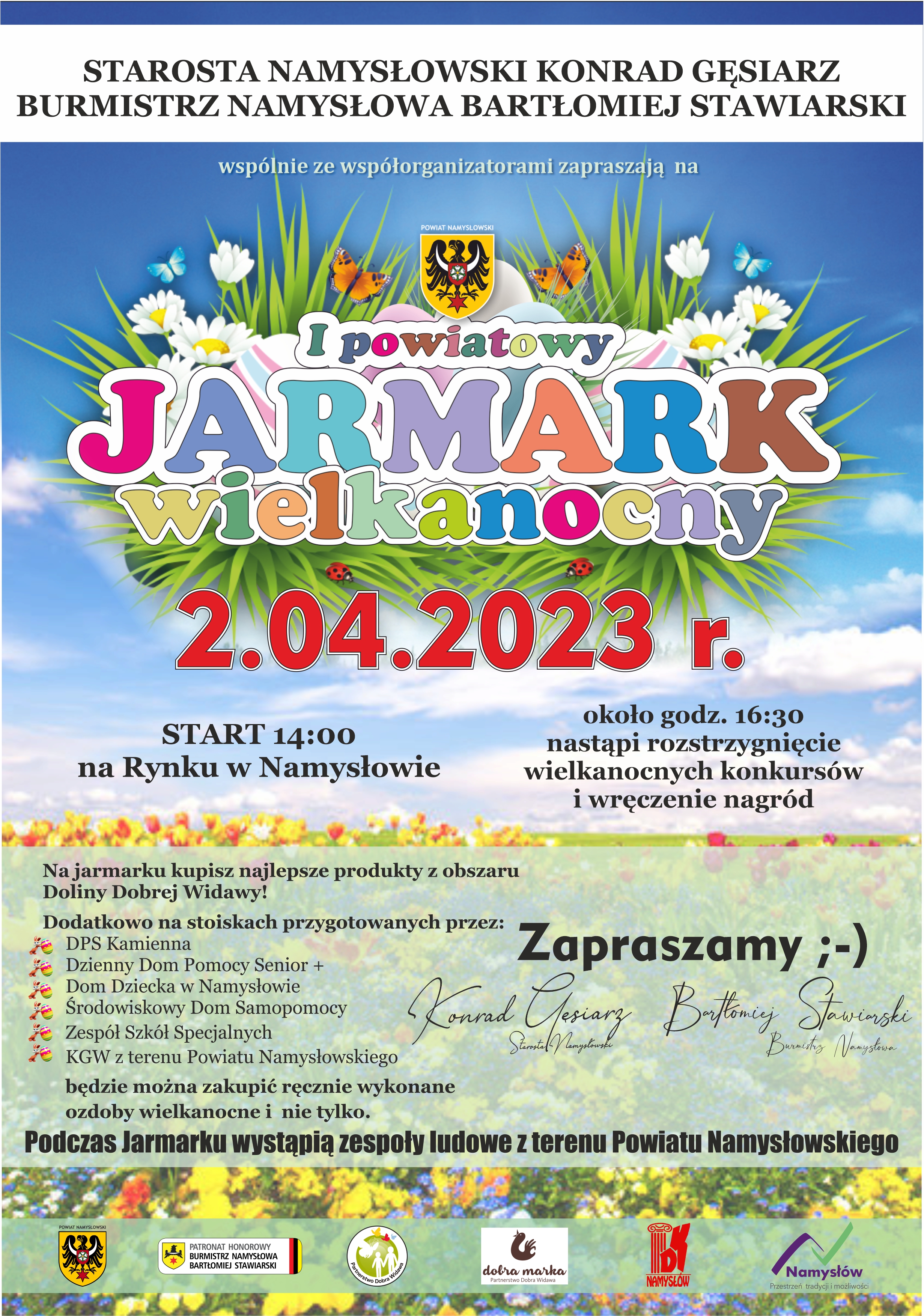 plakat I powiatowy jarmark wielkanocny w Namysowie 2023